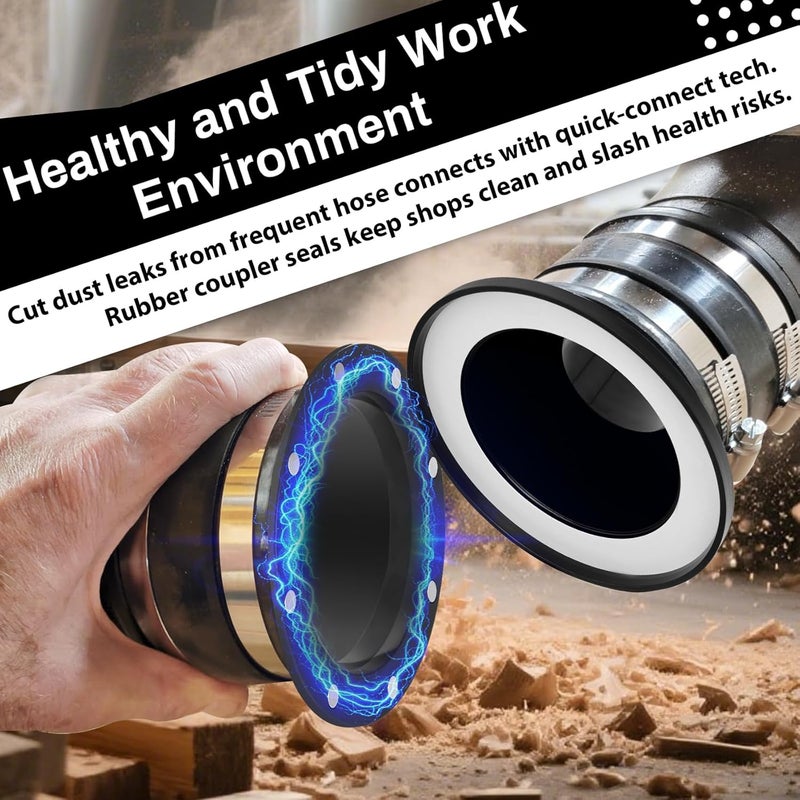 Senmy Magnetic Dust Collection Fittings, Quick Connect Magnetic Dust Collection System for 4" Woodwork Shop Vacuums Dust Hose, Efficiently Transfer Hoses Between Machines - Image 3
